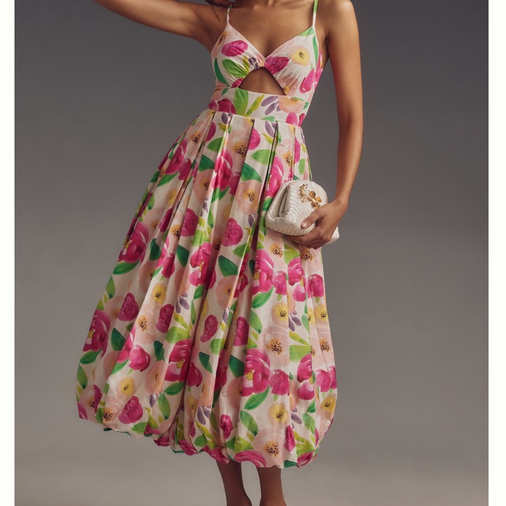 Anthropologie Hutch Sleeveless V-Neck Cutout Midi Dress